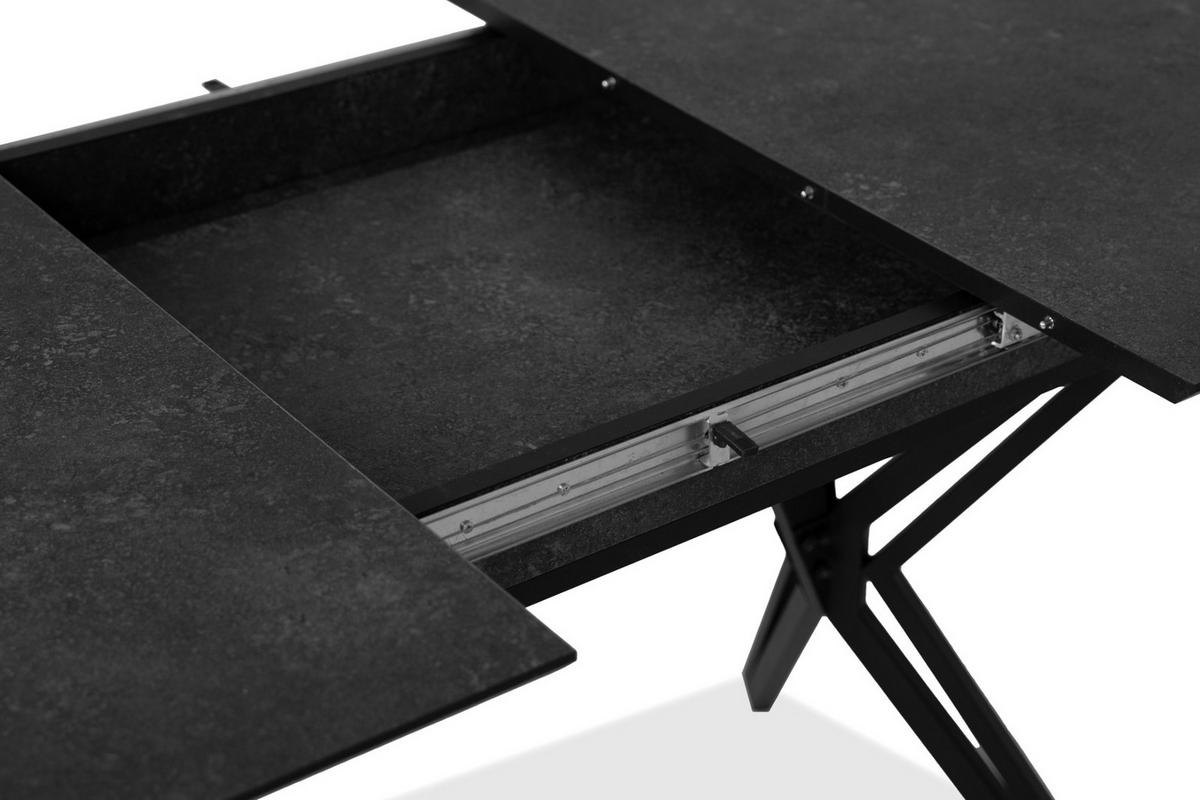 ESSTISCH Stein grau dunkel 160/200 cm, Küchentisch ausziehbar - Dunkelgrau/Schwarz, Holzwerkstoff/Metall (90/160/74cm) - Furn.Design