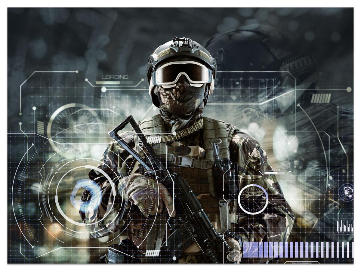 FOTOTAPETE für Jugendzimmer Futuristischer Soldat Krieger 250x175 - Braun/Grau, Papier (250/175cm) - Muralo