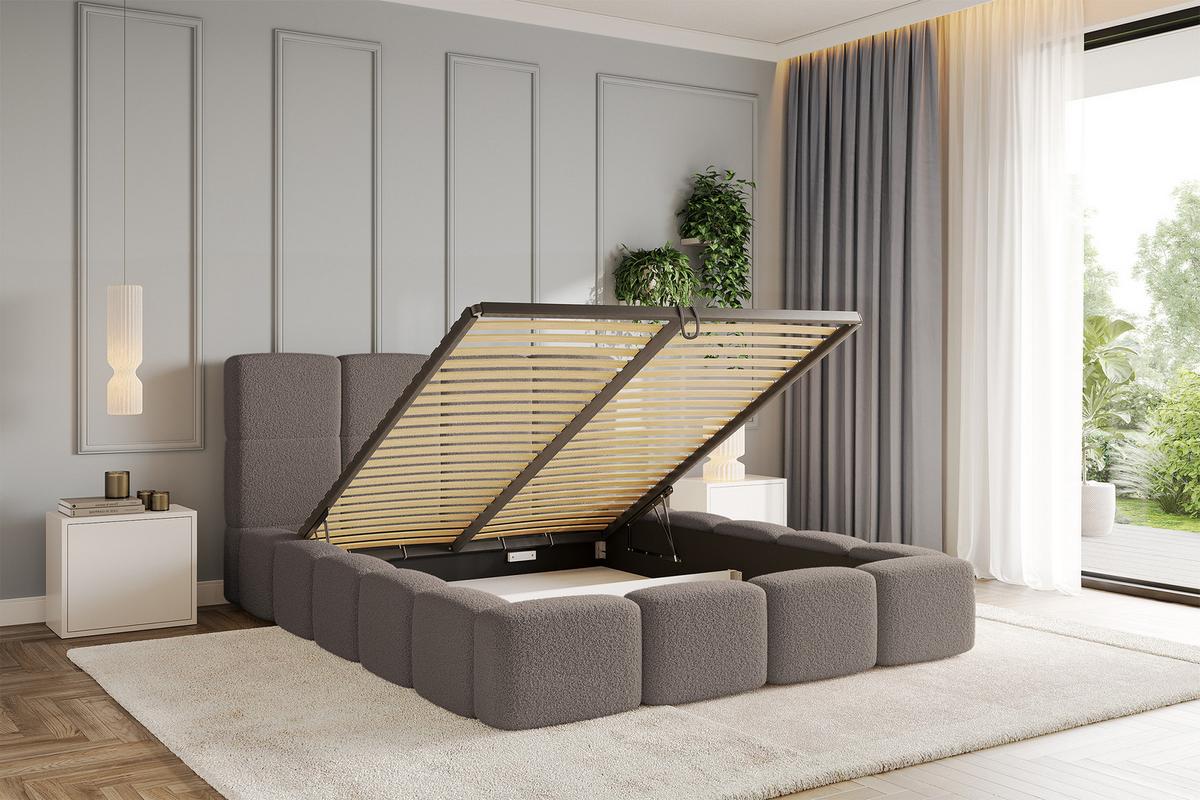 POLSTERBETT mit Bettkasten und Lattenrost mit Kopfteil, Boxbett ohne Matratze, mit Stauraum - NATA 140x200 Braun - Braun, Holzwerkstoff/Textil (140/200cm) - ALTDECOR