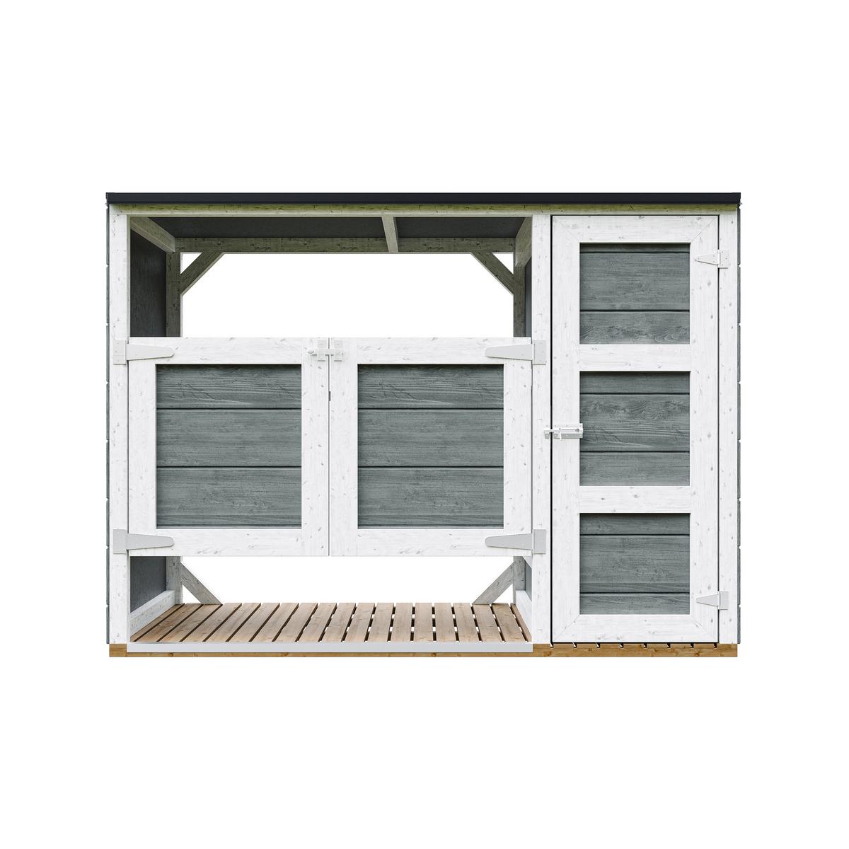 MÜLLTONNENBOX 2er 240L, M981A-CAVERN STEEL, aus wetterfestem LP Smartside Holz - Anthrazit, Holz (217/159/75cm) - Timbela