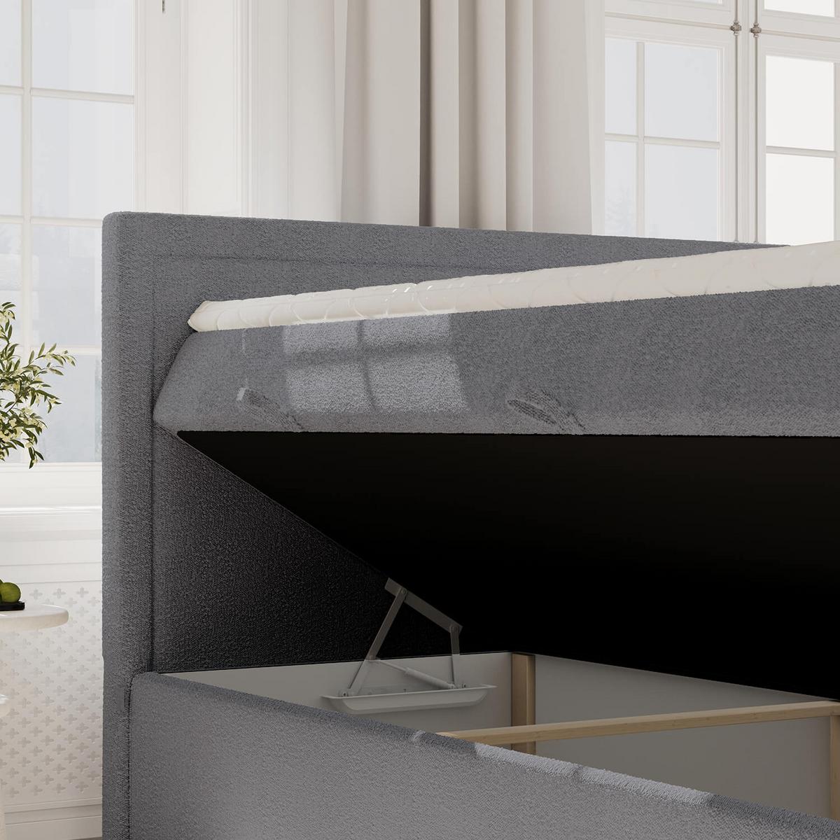 BOXBETT Jodan 180/200 cm Anthrazit im Baloo Stoff - Anthrazit/Schwarz, Holz/Holzwerkstoff (180/200cm) - AltaBeds