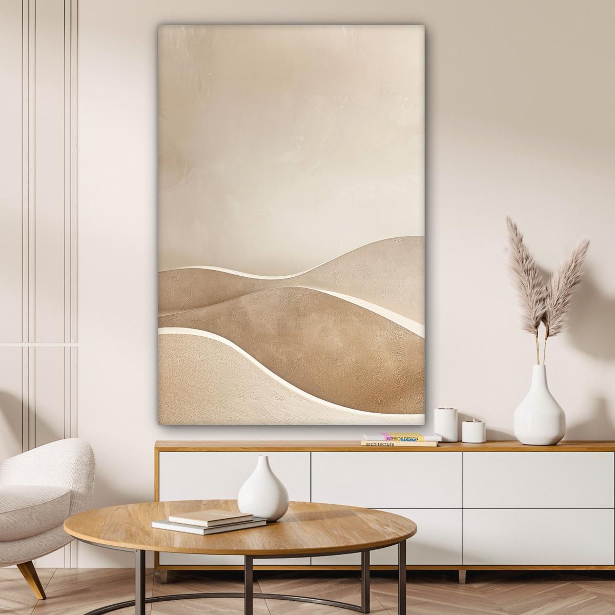 LEINWANDBILD Beige - Natur - Abstrakt - Modern Deko Groß 90x140 cm - Beige, Textil (90/140cm) - MuchoWow