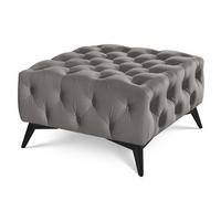 HOCKER Chesterfield Whitby Grau Samt mit schwarzen Füßen - Schwarz/Grau, Holz/Textil (80/45/80cm) - S-Style Möbel