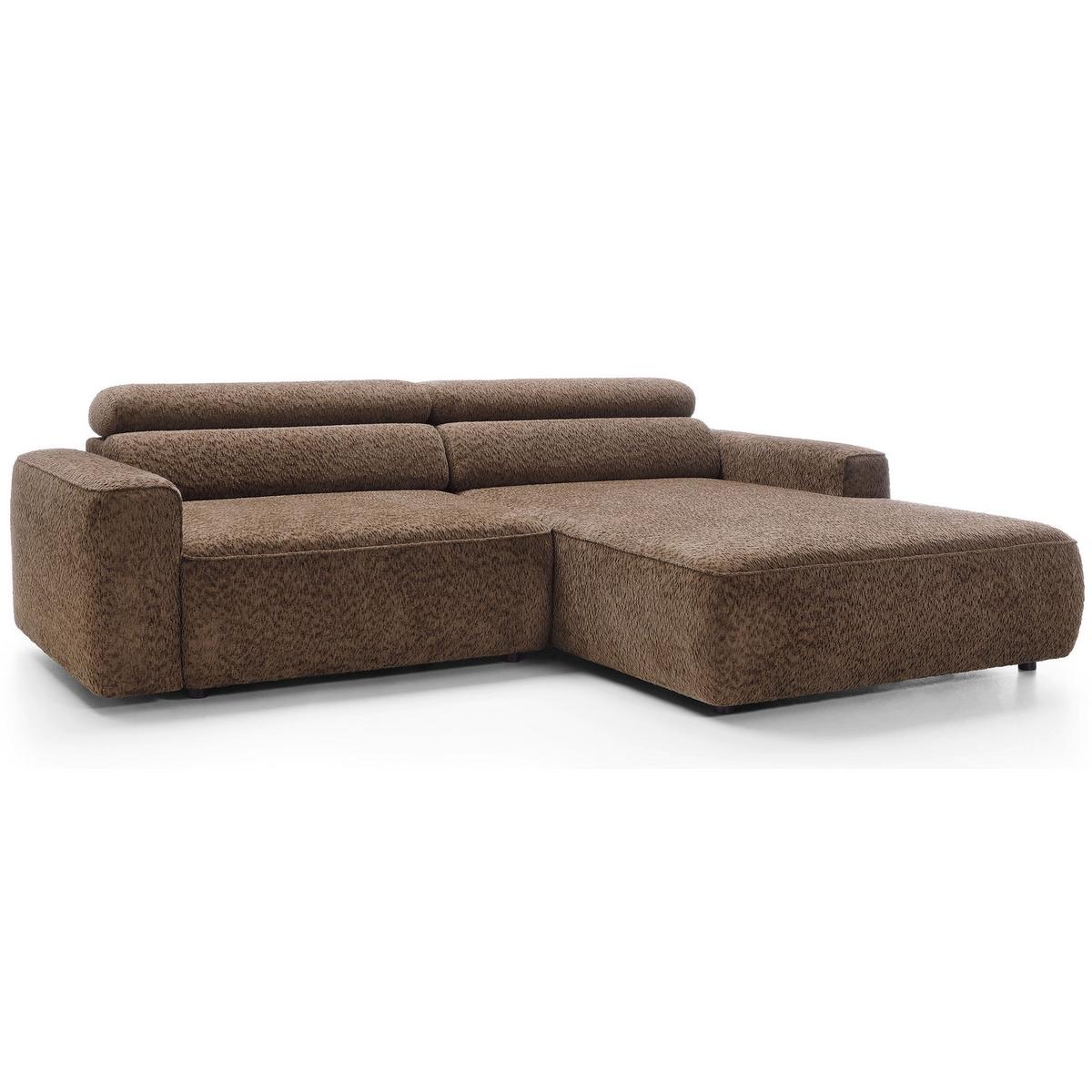 ECKSOFA Fando Hellbraun Chenille - Hellbraun/Schwarz, Kunststoff/Textil (182/252cm) - Selsey
