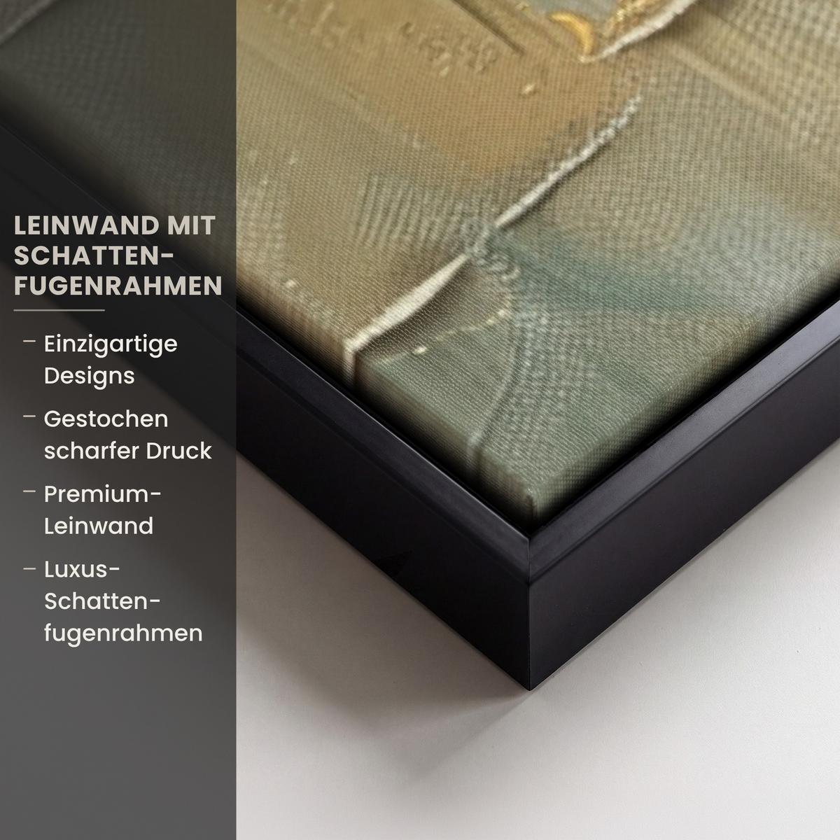 LEINWAND Bilder mit Rahmen - Baum - Abstrakt - Natur - Kunst - 60x90 - Goldfarben, Textil (60/90cm) - MuchoWow