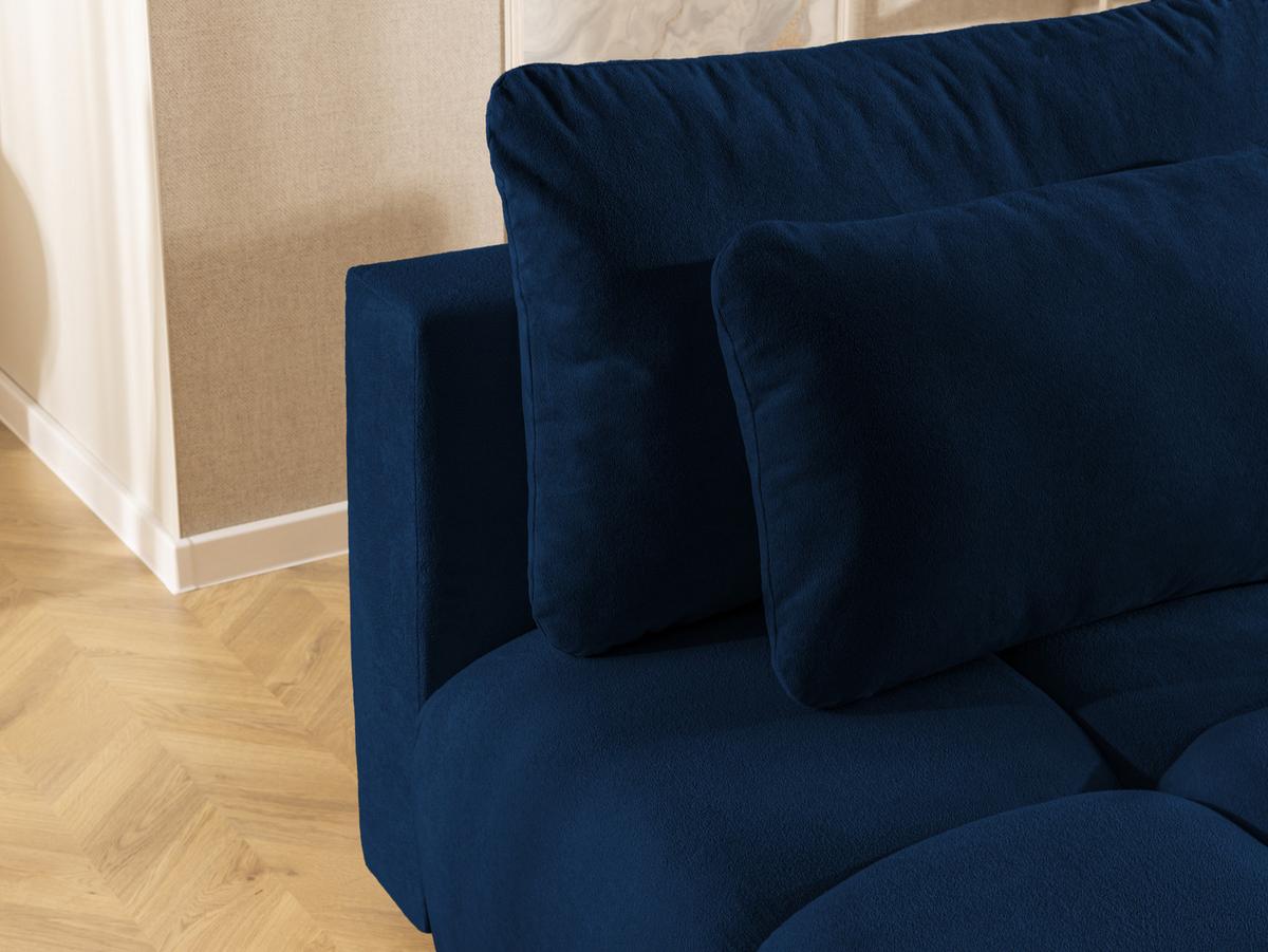 SCHLAFSOFA Belluno aus hochwertigem Marineblau Plüschstoff mit Bettkasten und tiefen Steppungen in Bubble-Optik - Blau/Schwarz, Holz/Kunststoff (205/87/105cm) - S-Style