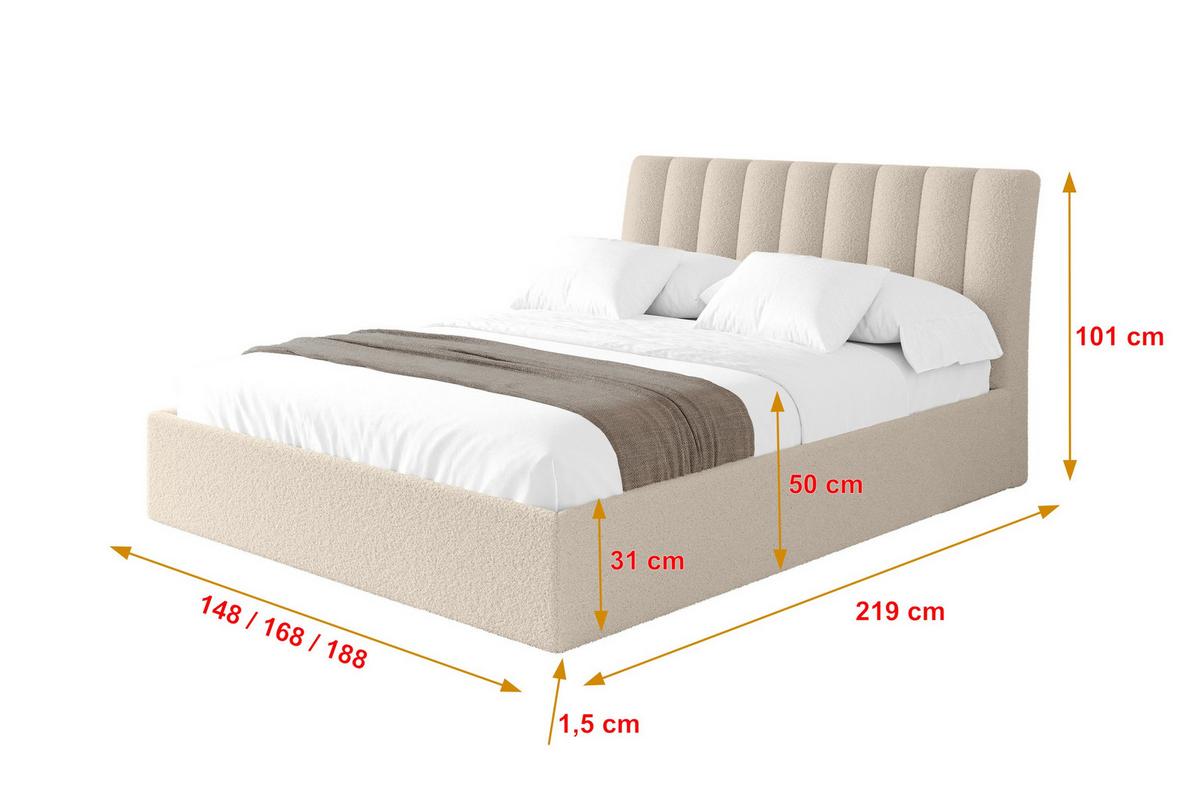POLSTERBETT mit Bettkasten und Lattenrost, Boxbett ohne Matratze - ILAN 180x200 Dunkelbeige - Cappuccino, Holzwerkstoff/Textil (180/200cm) - ALTDECOR
