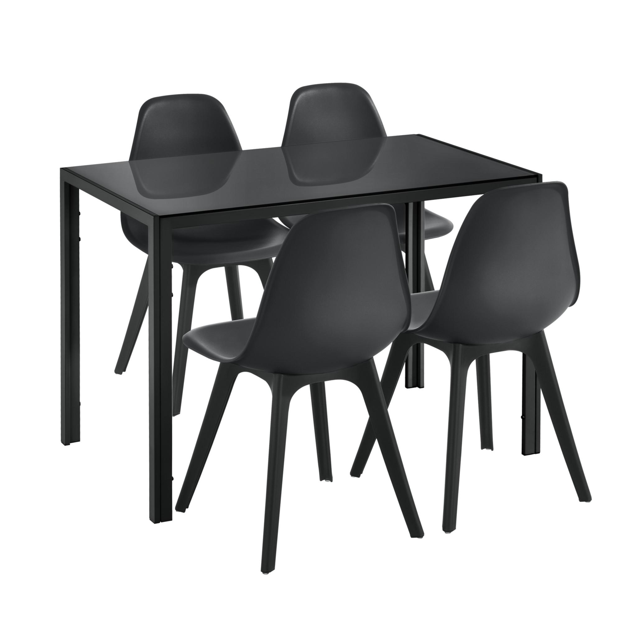 ESSGRUPPE Stathelle - Schwarz, Glas/Metall (105/75/60cm) - [en.casa]