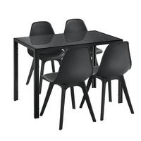 ESSGRUPPE Stathelle - Schwarz, Glas/Metall (105/75/60cm) - [en.casa]