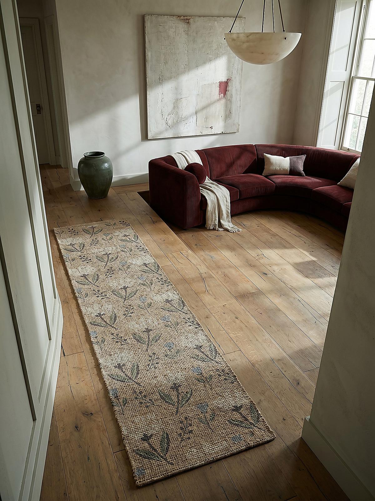 JUTETEPPICH handgewebt JED, floral, Natur, 60 x 230 cm - Braun, Textil (230/60cm) - KADIMA DESIGN