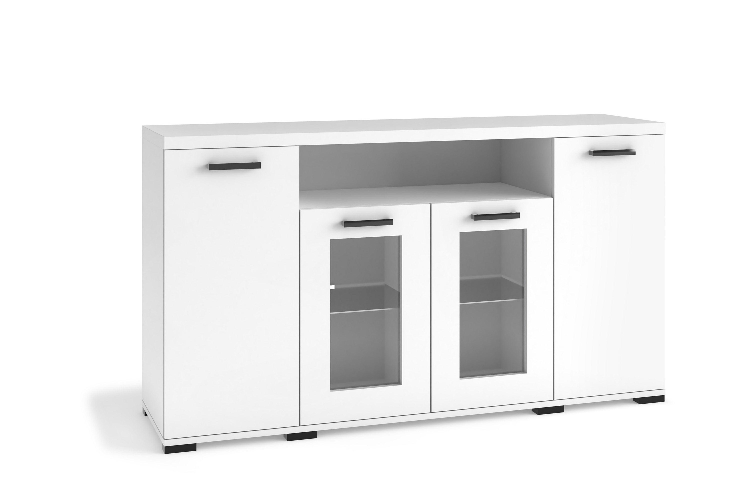 KOMMODE LIVORNO 160/85/40cm mit 4 Türen Weiß - Weiß, Holzwerkstoff (160/85/40cm) - MASSENO