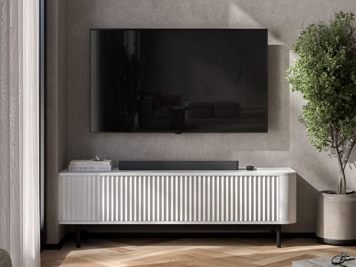 TV-LOWBOARD Aurora Weiß matt 140 cm mit schwarzem Metallrahmen - Schwarz/Weiß, Holzwerkstoff/Metall (140/44/35cm) - Meble Lindner