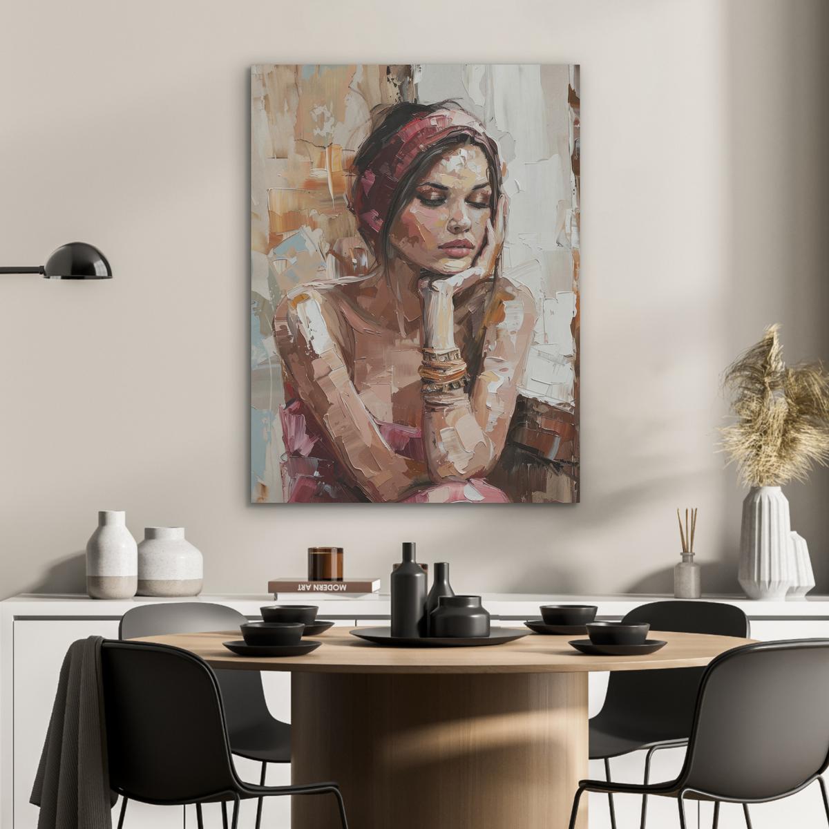 AKUSTIKBILD Frau - Lackierung - Porträt - Modern Wandbilder 60x80 cm - Altrosa, Kunststoff (60/80/0.9cm) - MuchoWow