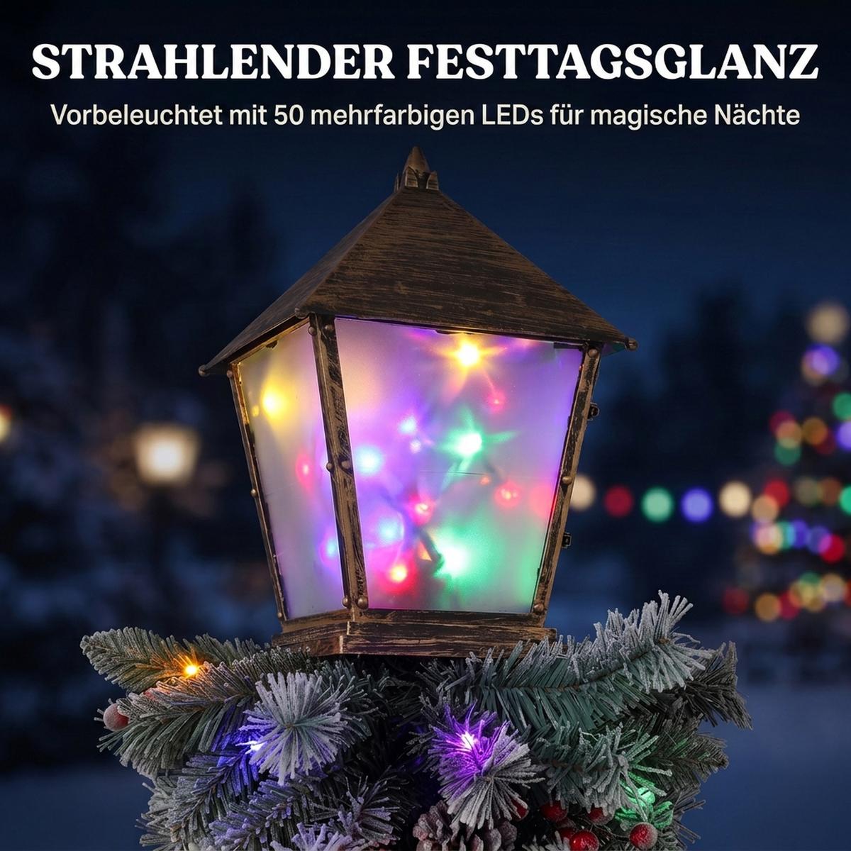 WEIHNACHTSLATERNE Metall Kunststoff Grün Weiß - Grün, Metall (43/43/150cm) - Outsunny