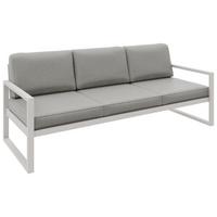 GARTENBANK Bellano Outdoor 3-Sitzer Polster-Loungebank, Stahlgestell Kaschmir, Taupe 76/216/80 cm - Beige, Textil (216/86/80cm) - WFL GROUP