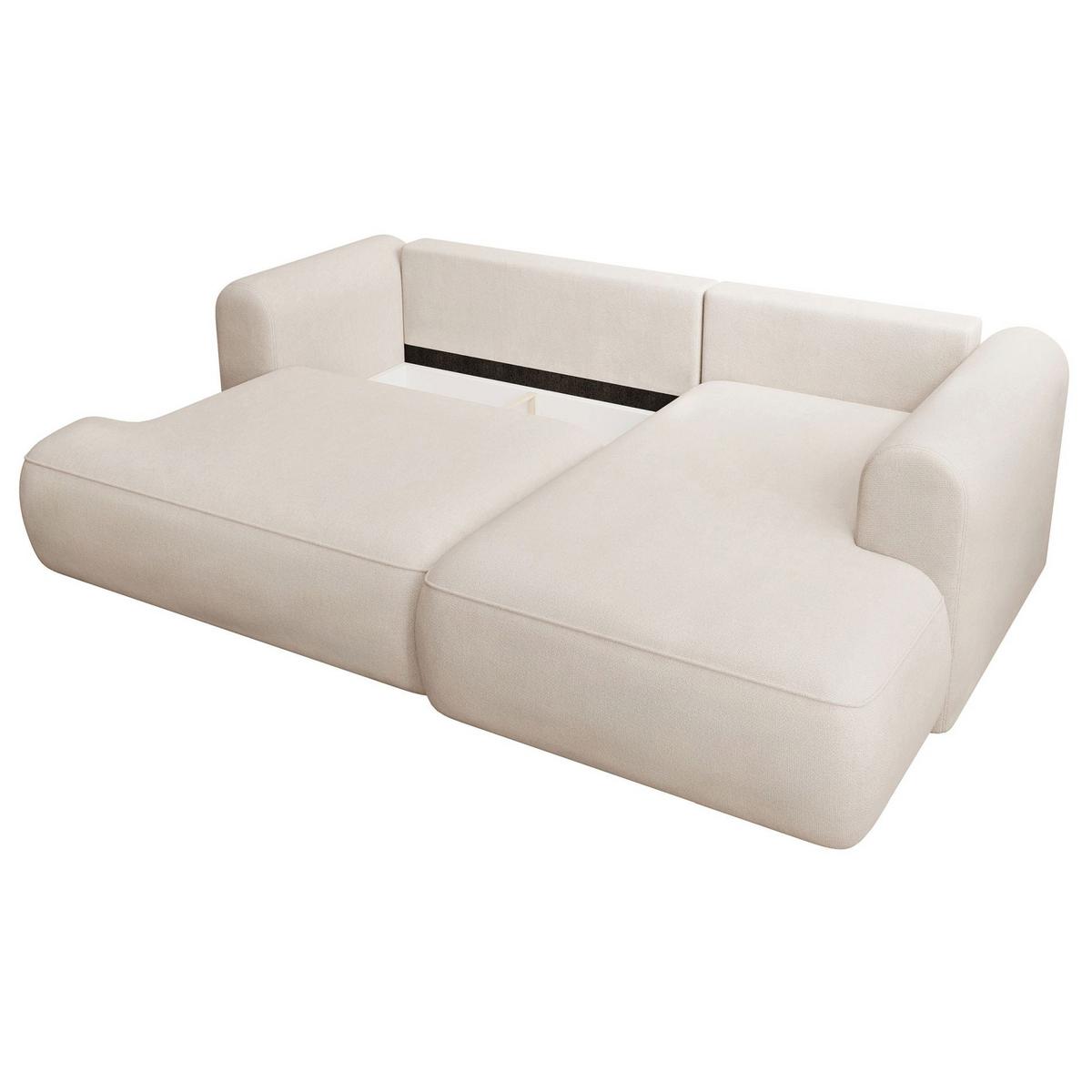 ECKSCHLAFSOFA Ovo Mini Creme Easy-Clean-Chenille-Bezug - Creme/Schwarz, Kunststoff/Textil (156/238cm) - Selsey