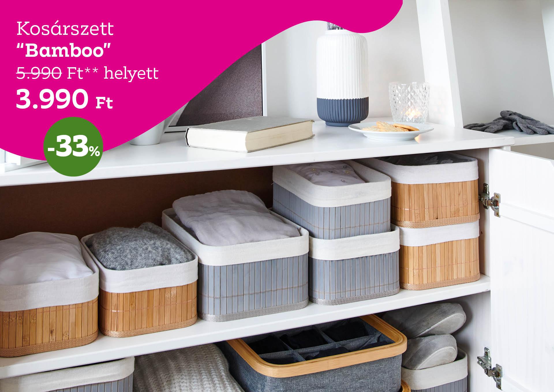Kosárszett BAMBOO 5990 Forint helyett 3990 Forint, kedvezmény mértéke 33%