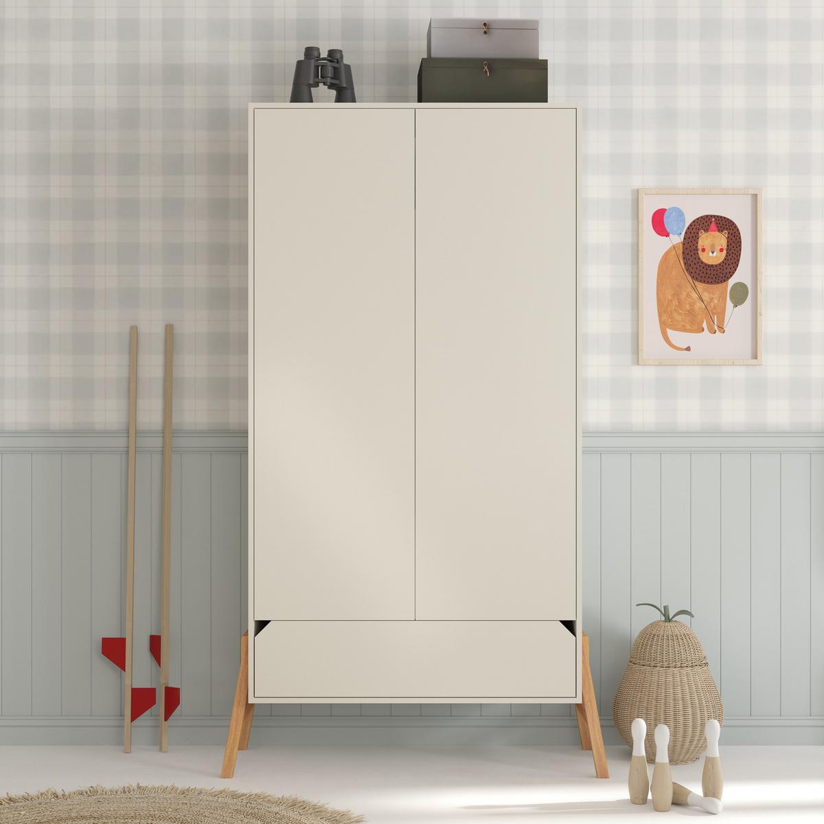 KINDERKLEIDERSCHRANK Lotta, 2-türig – ideal für das Kinderzimmer Beige - Beige, Holzwerkstoff (117/199/50cm) - RAUMHIRSCH FURNITURE