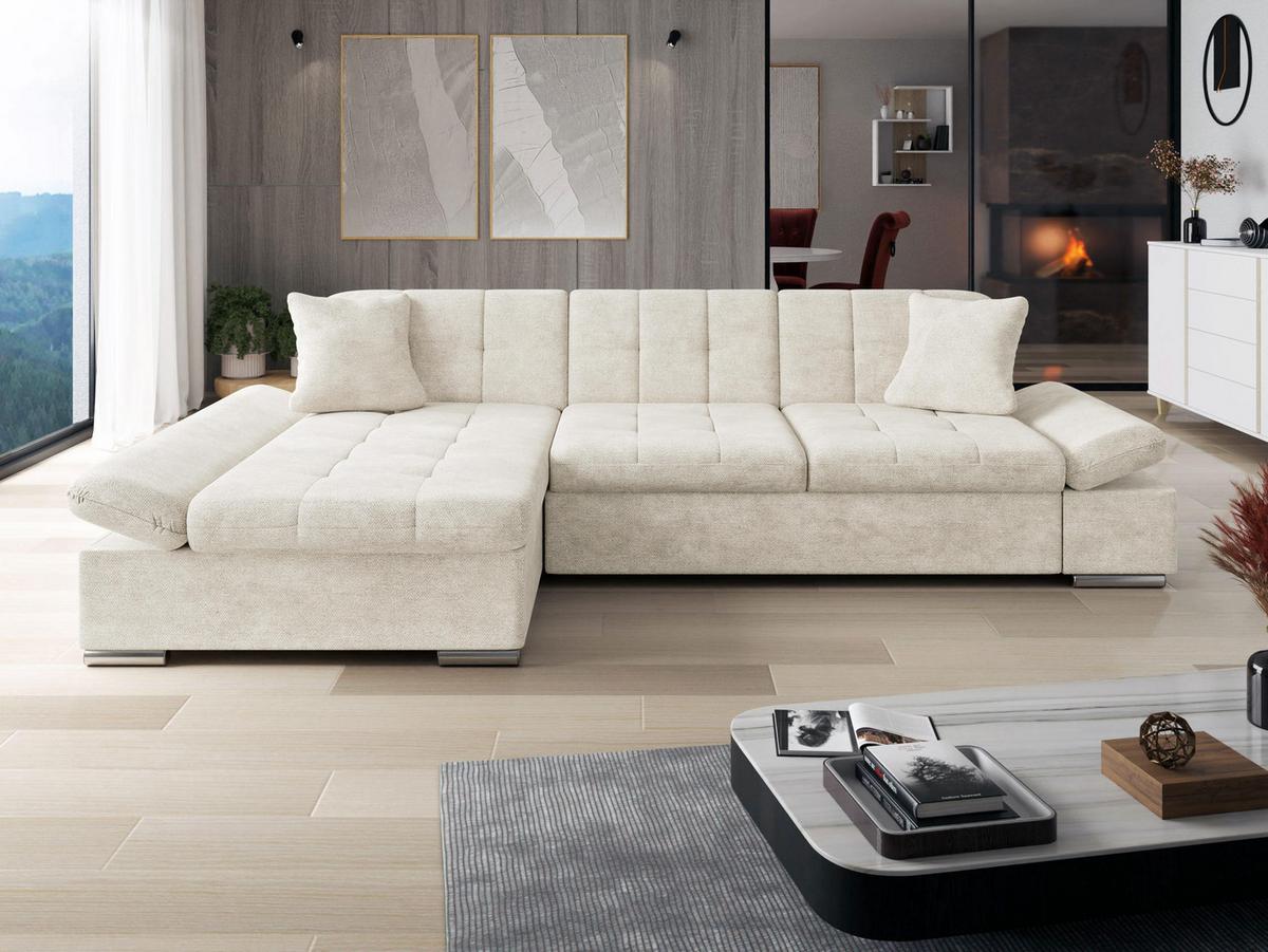 ECKSOFA Montana, Seite: Links - Creme, Holz/Textil (278/161cm) - MIRJAN24