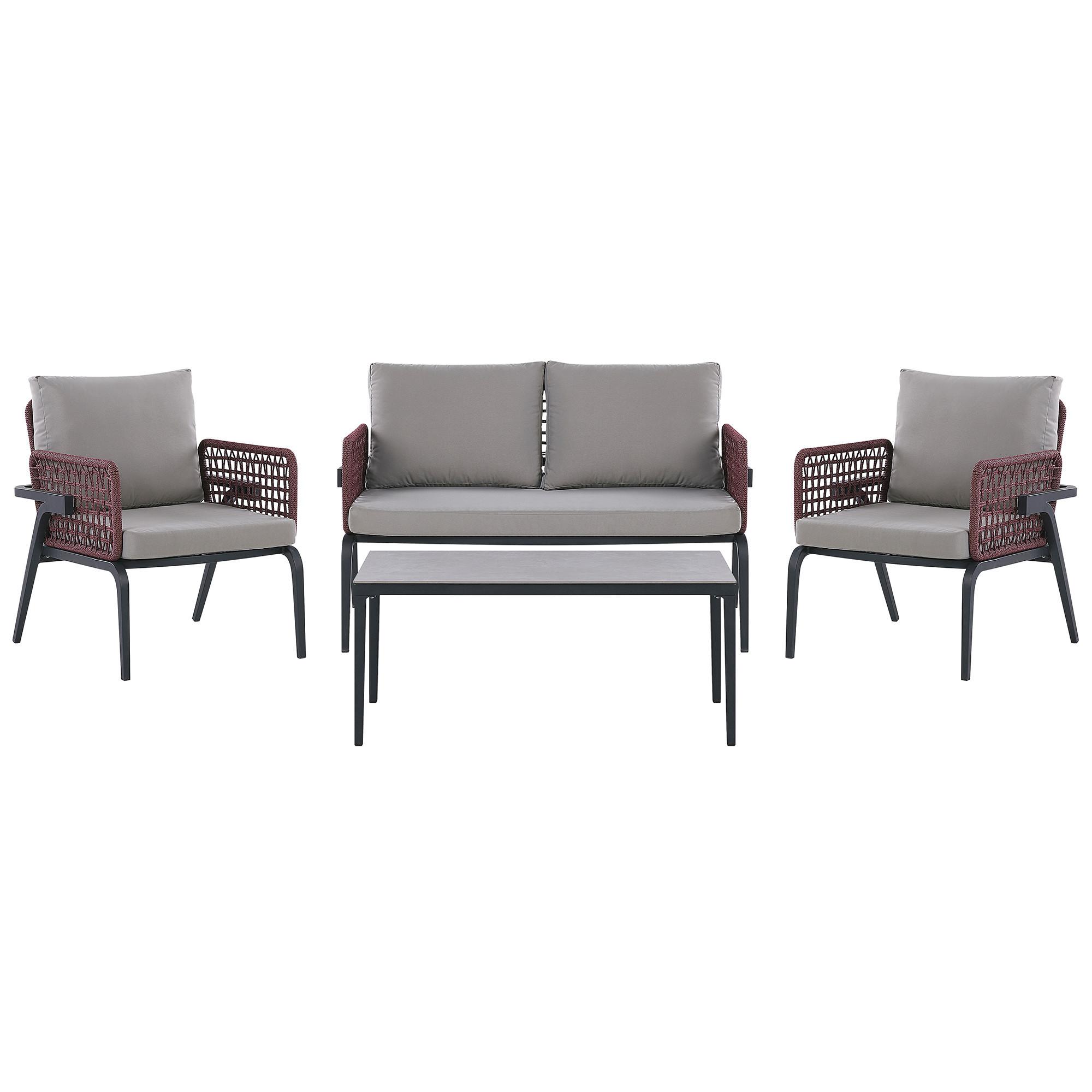 LOUNGE-SET 4-Sitzer Grau Sciacca - Grau, Metall - Beliani