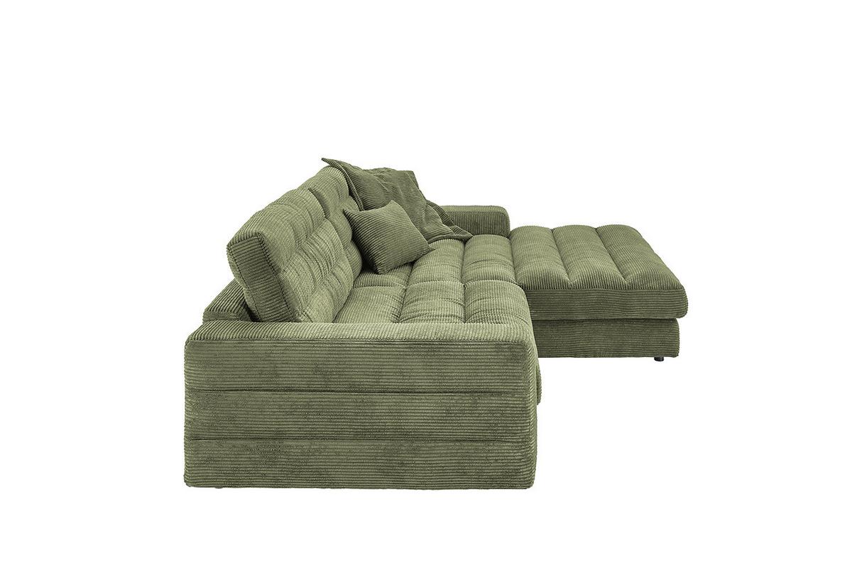 ECKSOFA LANA SOFA Grün Cord - Schwarz/Olivgrün, Textil (296/205cm) - KAWOLA