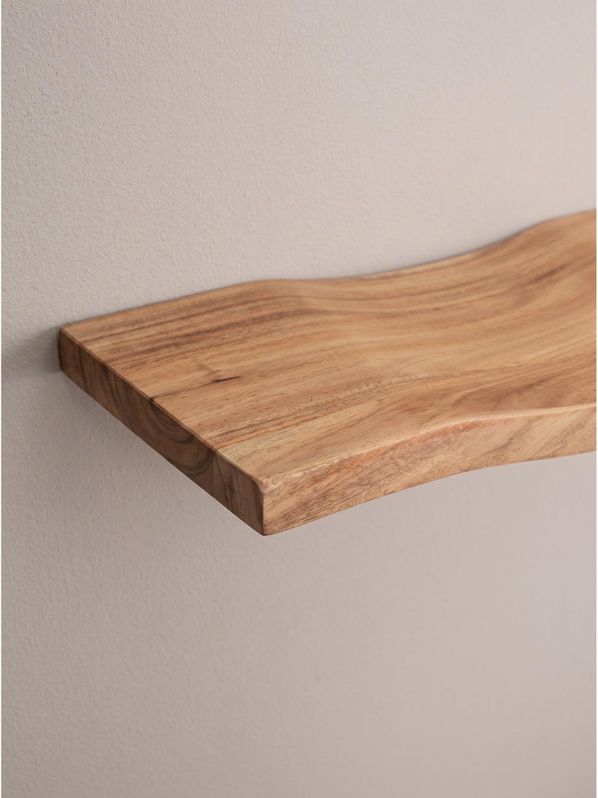 WANDREGAL LEVANTO, Akazie Massivholz, handgefertigt, 120 x 20 x 2,5 cm - Akaziefarben, Holz (120/2.5/20cm) - KADIMA DESIGN