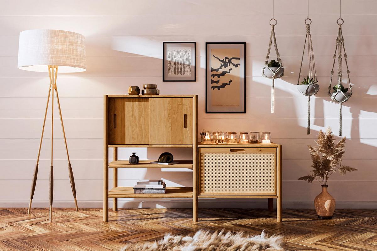 REGAL INA Wildeiche - Dunkelbraun, Holz (148/106/46cm) - byoak