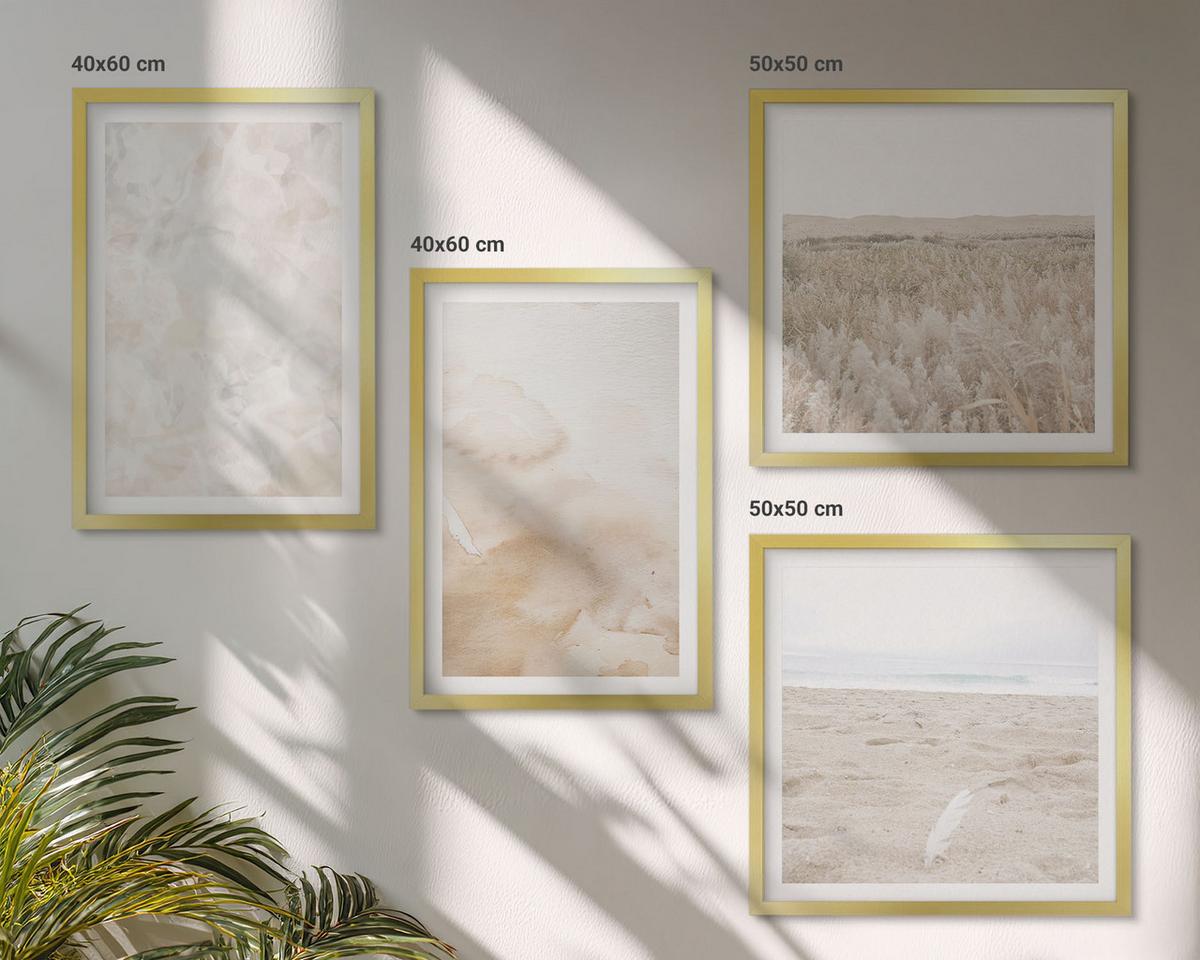 BILDER SET 4er Set - 50x50 cm & 40x60 cm Goldrahmen - Modische Pastelltexturen - Goldfarben, Kunststoff (50/50cm) - TULUP