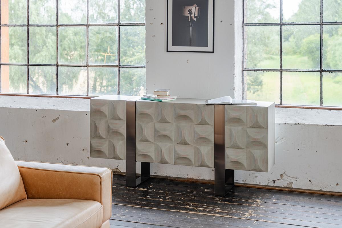 SIDEBOARD MARGO Grau Holz, Metall - Grau, Holzwerkstoff/Metall (180/85/40cm) - KAWOLA