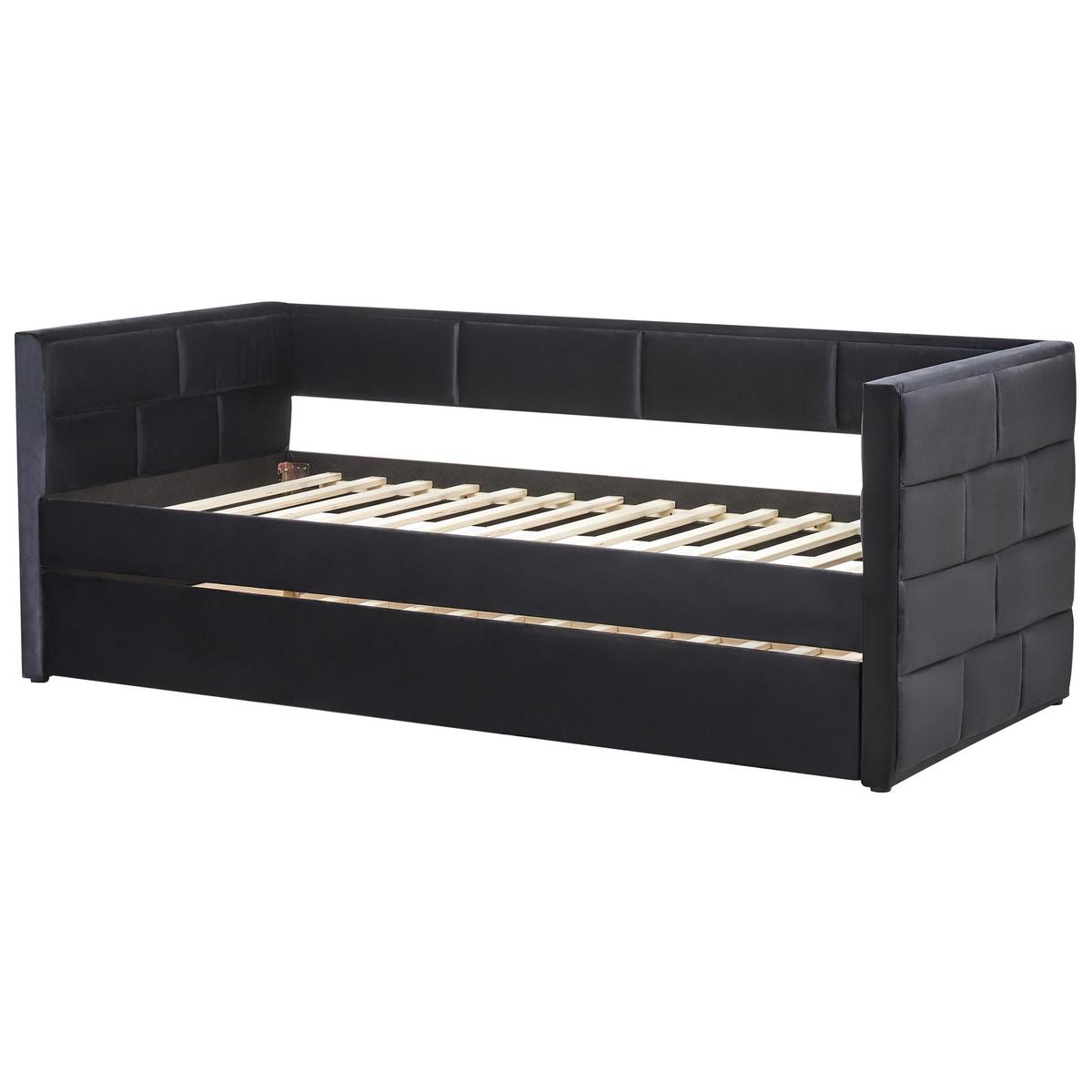 AUSZIEHBETT 90x205 cm Schwarz Chavonne - Schwarz, Textil (90/205cm) - Beliani