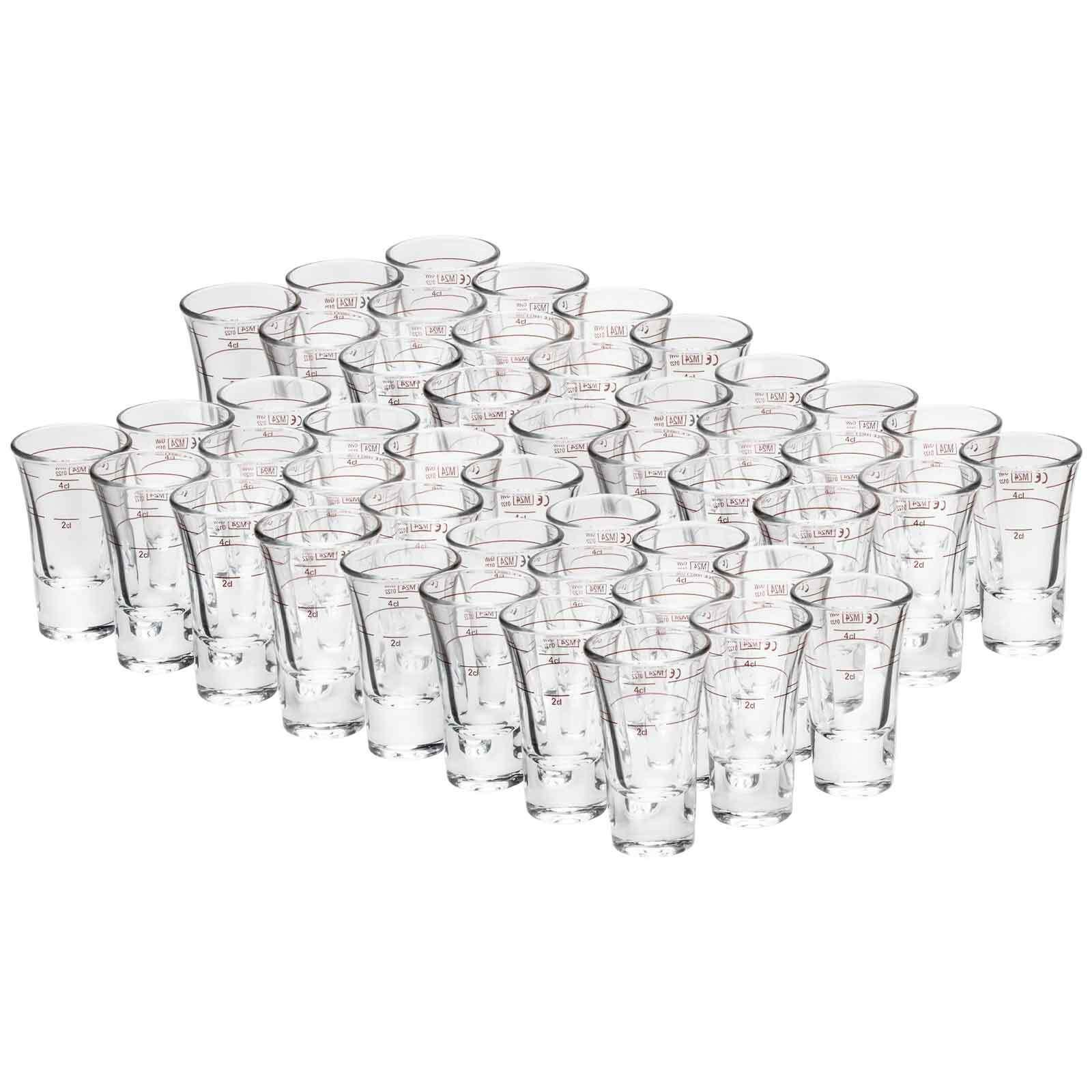 STAMPER GEEICHT MIT ROTRING Dublino transparent 2 cl + 4cl 48er Set - Transparent, Glas (0.06L) - Van Well