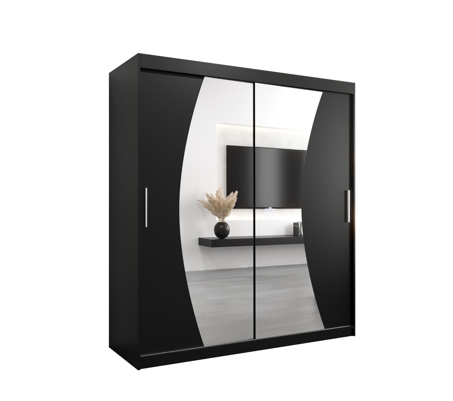 SCHWEBETÜRENSCHRANK 200/180/62 2-türig - Silberfarben/Schwarz, Holz/Kunststoff (180/200/62cm) - MÖBEL KRYSPOL