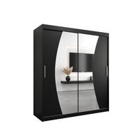 SCHWEBETÜRENSCHRANK 200/180/62 2-türig - Silberfarben/Schwarz, Holz/Kunststoff (180/200/62cm) - MÖBEL KRYSPOL