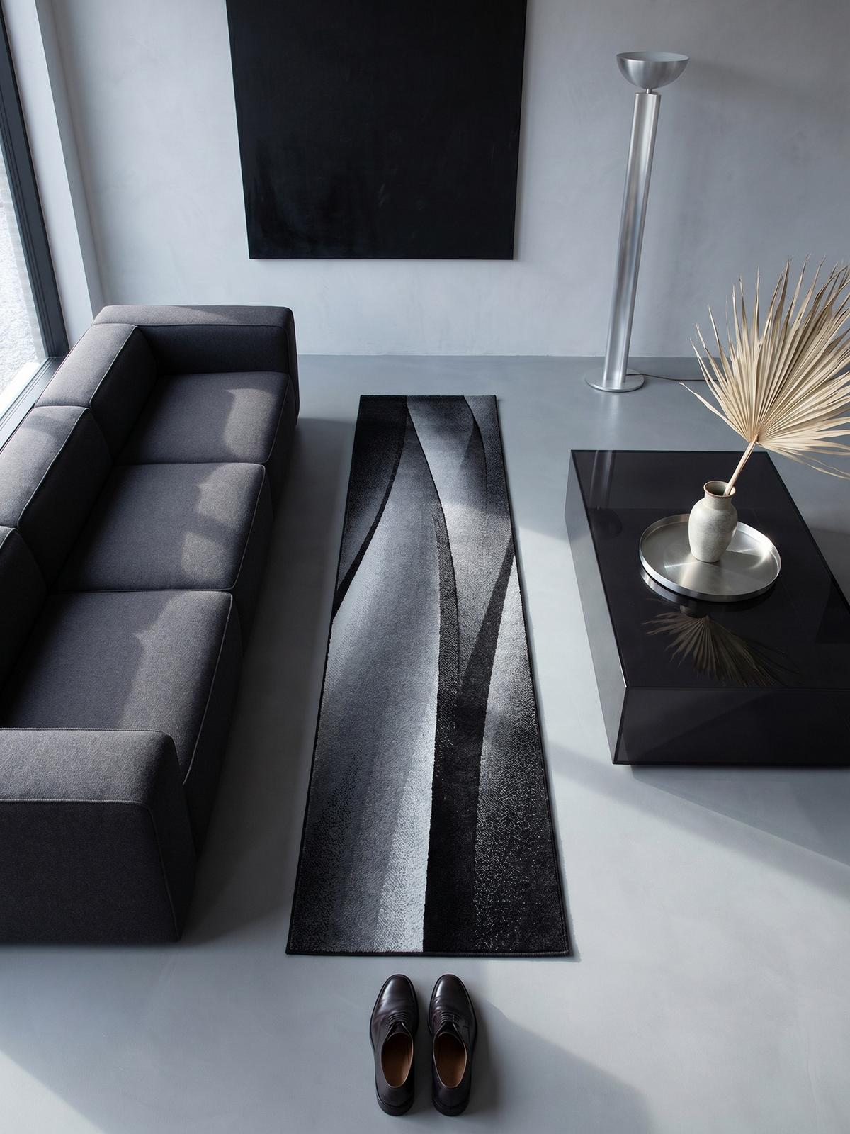 TEPPICH Kurzflor INN in Schwarz, mit Farbverlauf, 80 x 300 cm - Schwarz, Textil (80/300cm) - KADIMA DESIGN