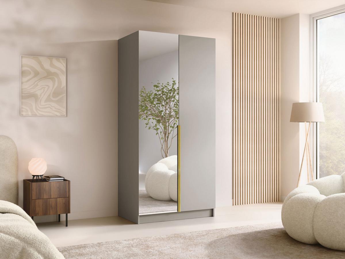 KLEIDERSCHRANK Bono II - Beige/Goldfarben, Holzwerkstoff/Metall (100/215/58cm) - MIRJAN24