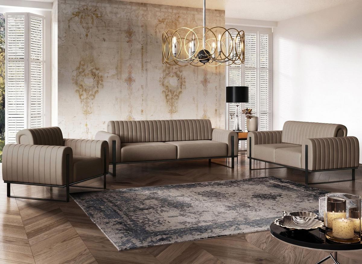 SOFA Parissa 164 cm - Beige/Schwarz, Textil/Metall (164/79/92cm) - Selsey