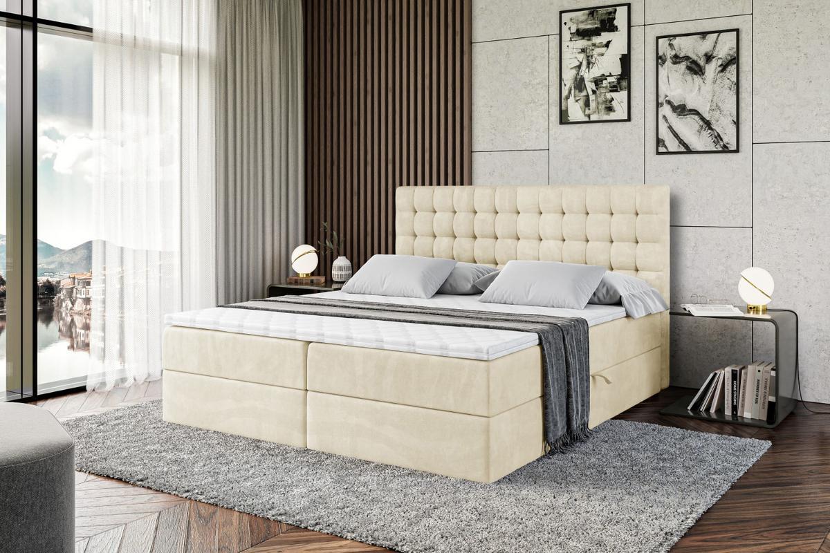 BOXBETT mit H3-Matratze und Lattenrost - VIONE - 140x200 Beige - Beige, Holzwerkstoff (140/200cm) - ALTDECOR