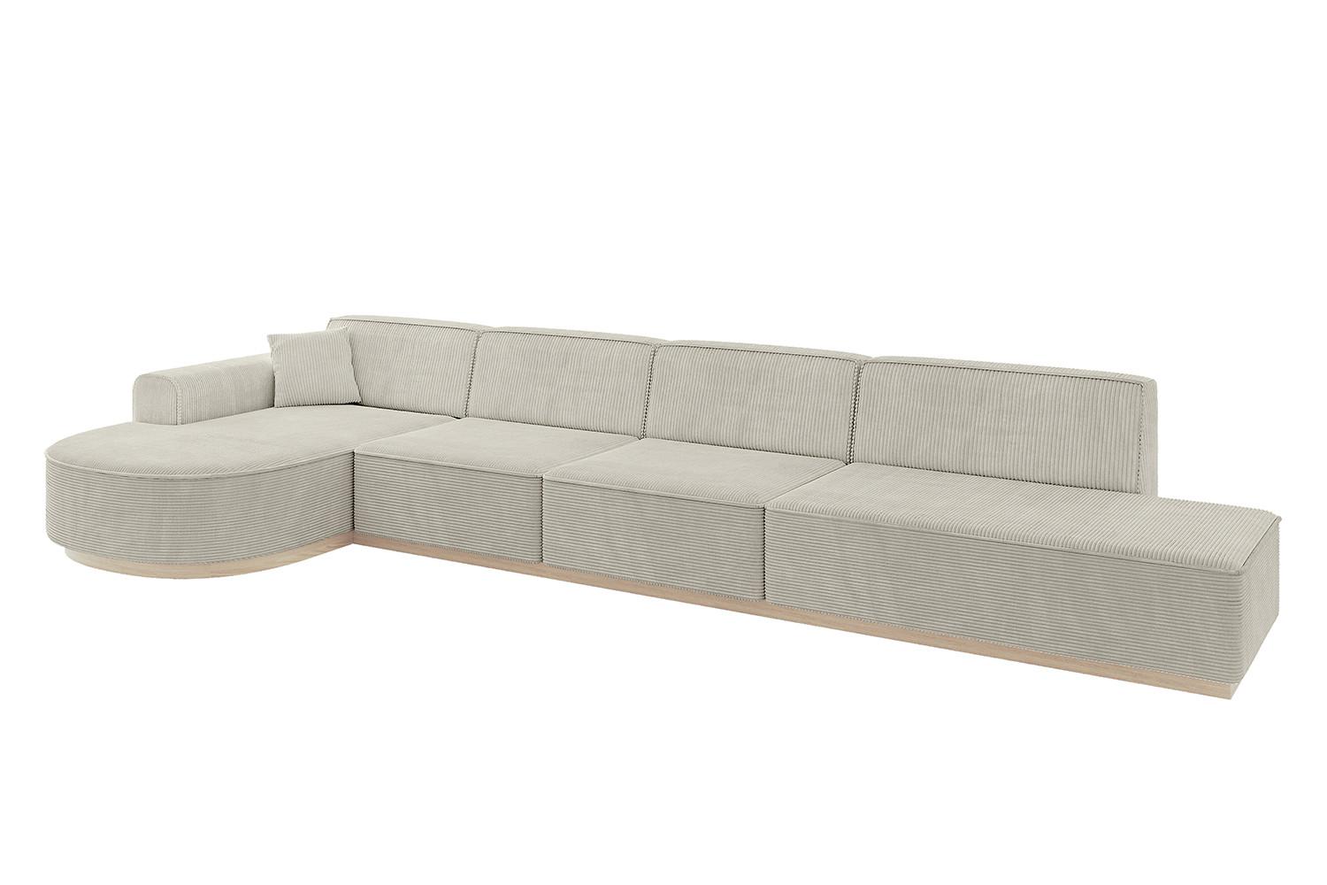 ECKSOFA Ottomane Links ARRIO-L3 - 413x171x83 cm Creme - Hellgrau/Creme, Holzwerkstoff/Textil (413/171cm) - ALTDECOR