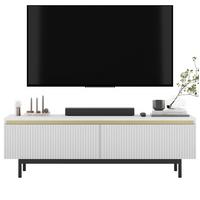TV-SCHRANK Selene Weiß Matt mit Metallrahmen 140 cm - Schwarz/Weiß, Holzwerkstoff (140/44/35cm) - Meble Lindner