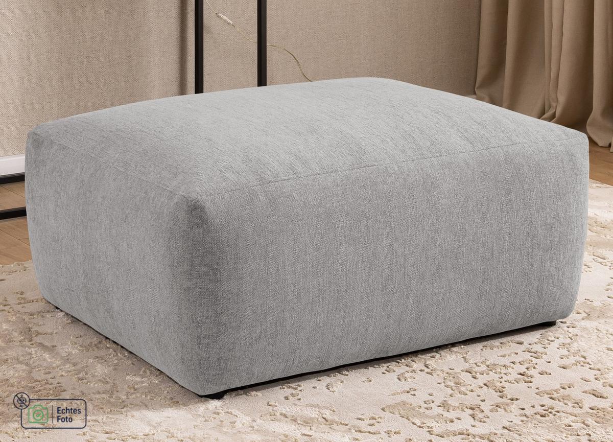 HOCKER Lennon aus Hellgrau Strukturstoff mit vielseitiger Nutzung - Hellgrau/Schwarz, Holz/Kunststoff (102/42/76cm) - S-Style