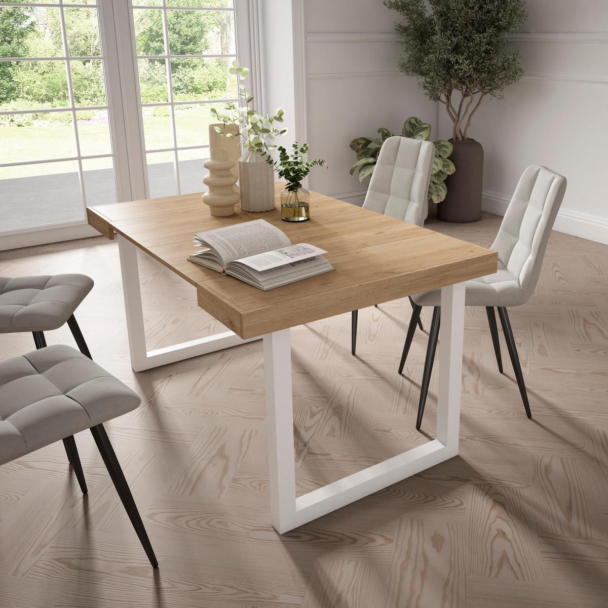 KONSOLENTISCH ausziehbar 58 bis 140cm, für 6 Gäste, eiche, 90/58/73cm - Eichefarben, Holzwerkstoff (90/140/73cm) - Skraut Home