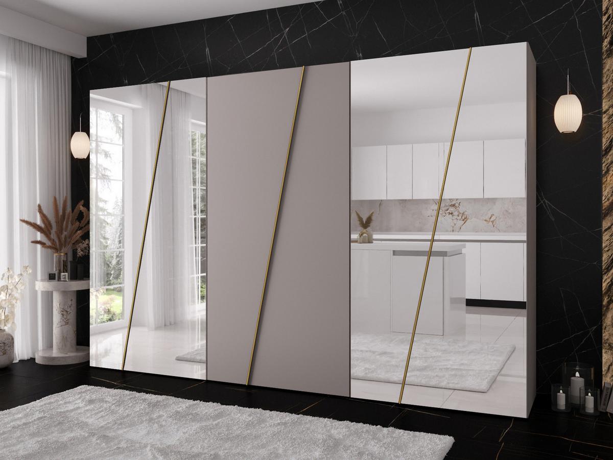 DREHTÜRENSCHRANK Zen 4L 300 cm - Kaschmir/Goldfarben, Holzwerkstoff/Kunststoff (300/202/50cm) - MIRJAN24
