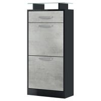 SCHUHSCHRANK Loret Front in Beton Oxid Optik - Hellgrau, Holzwerkstoff (46/104/23cm) - Vladon