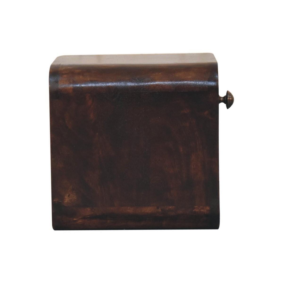 NACHTKASTEN Mini Geschwungen Kalifornisch Nussbaum Wandmontiert, 1 Schublade und Offenes Fach, Dunkelbraun - Dunkelbraun/Messingfarben, Holz/Metall (30/25/25cm) - Artisan Furniture