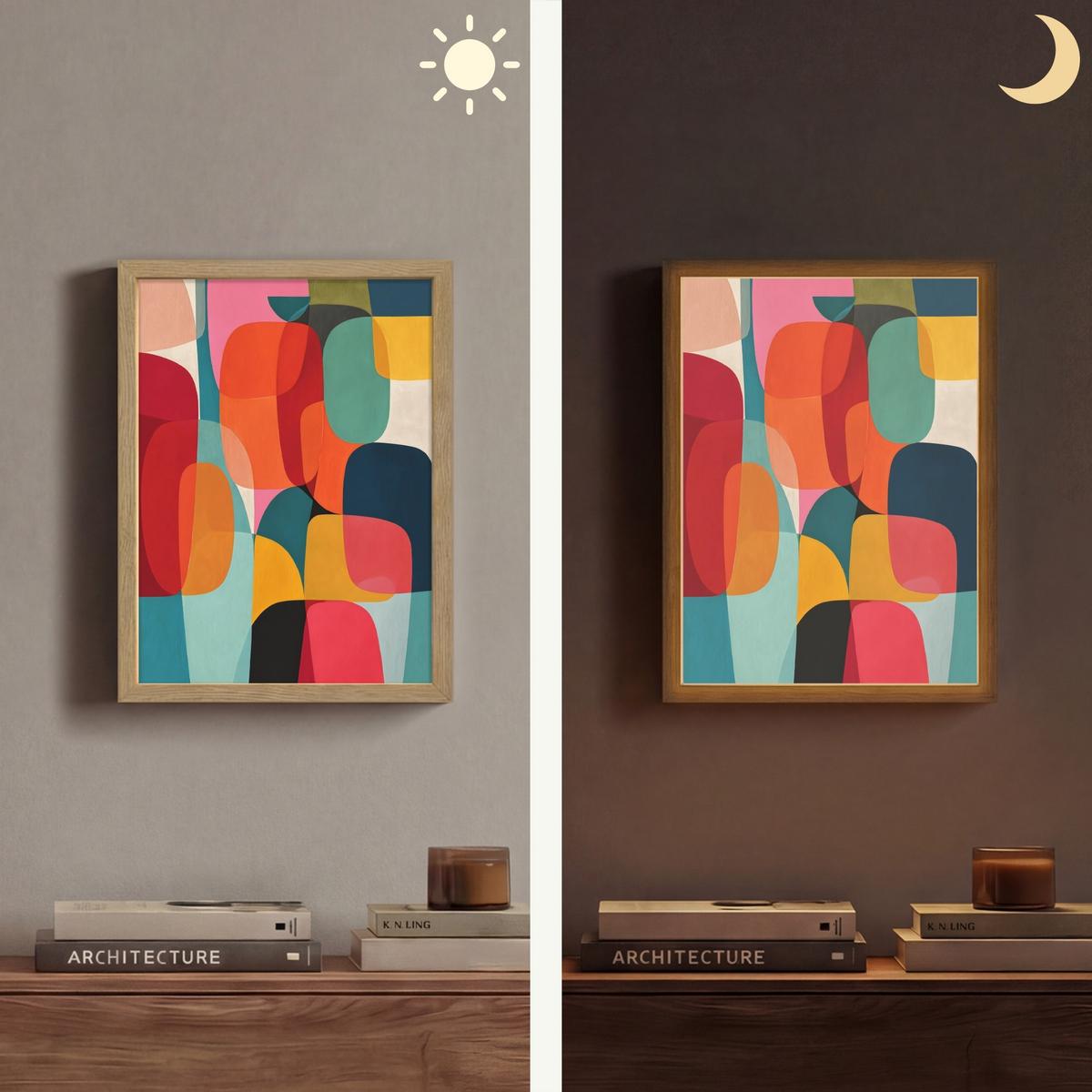 WANDLEUCHTE MIT AKKU Formen - Bunt - Abstrakt - Flugzeuge 30x40 cm - Multicolor, Holzwerkstoff (30/40/8cm) - OnlyWow