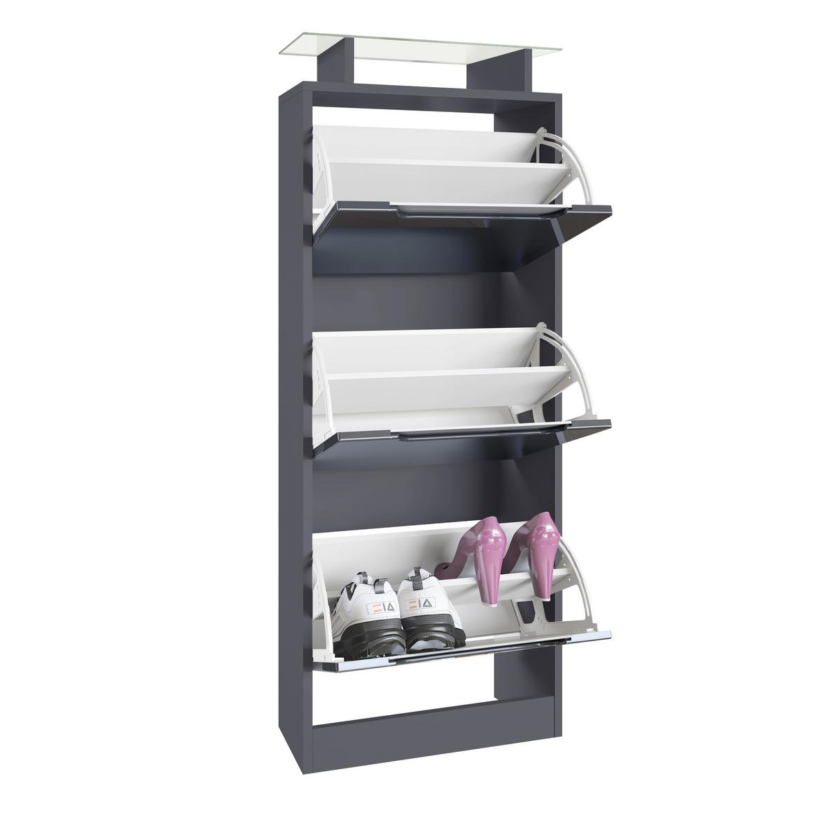 SCHUHSCHRANK Space Avola-Anthrazit - Anthrazit, Holzwerkstoff (46/128/23cm) - Vladon