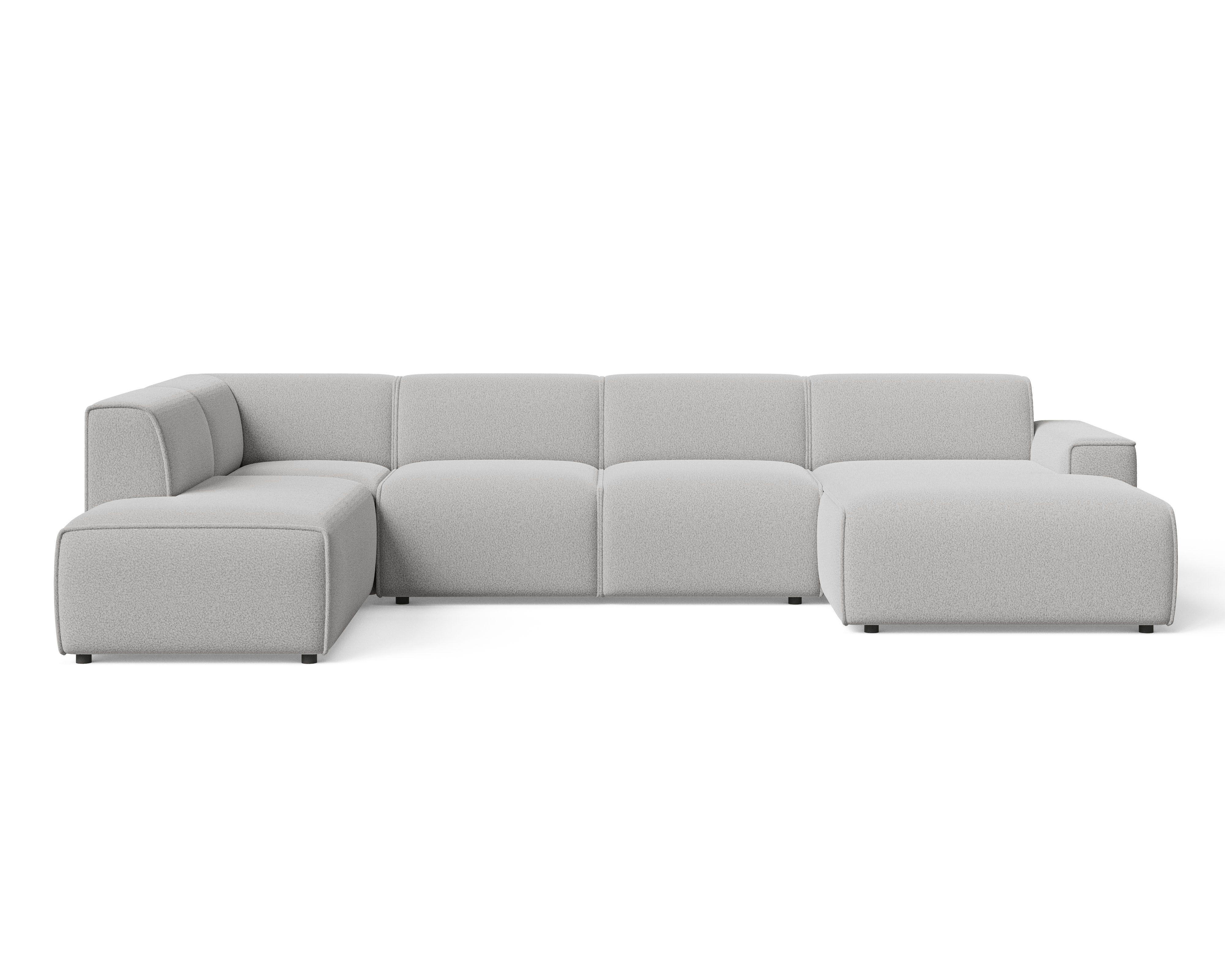 ECKSOFA U Belluno Grau Links - Schwarz/Grau, Holz/Kunststoff (378/220cm) - Graingold