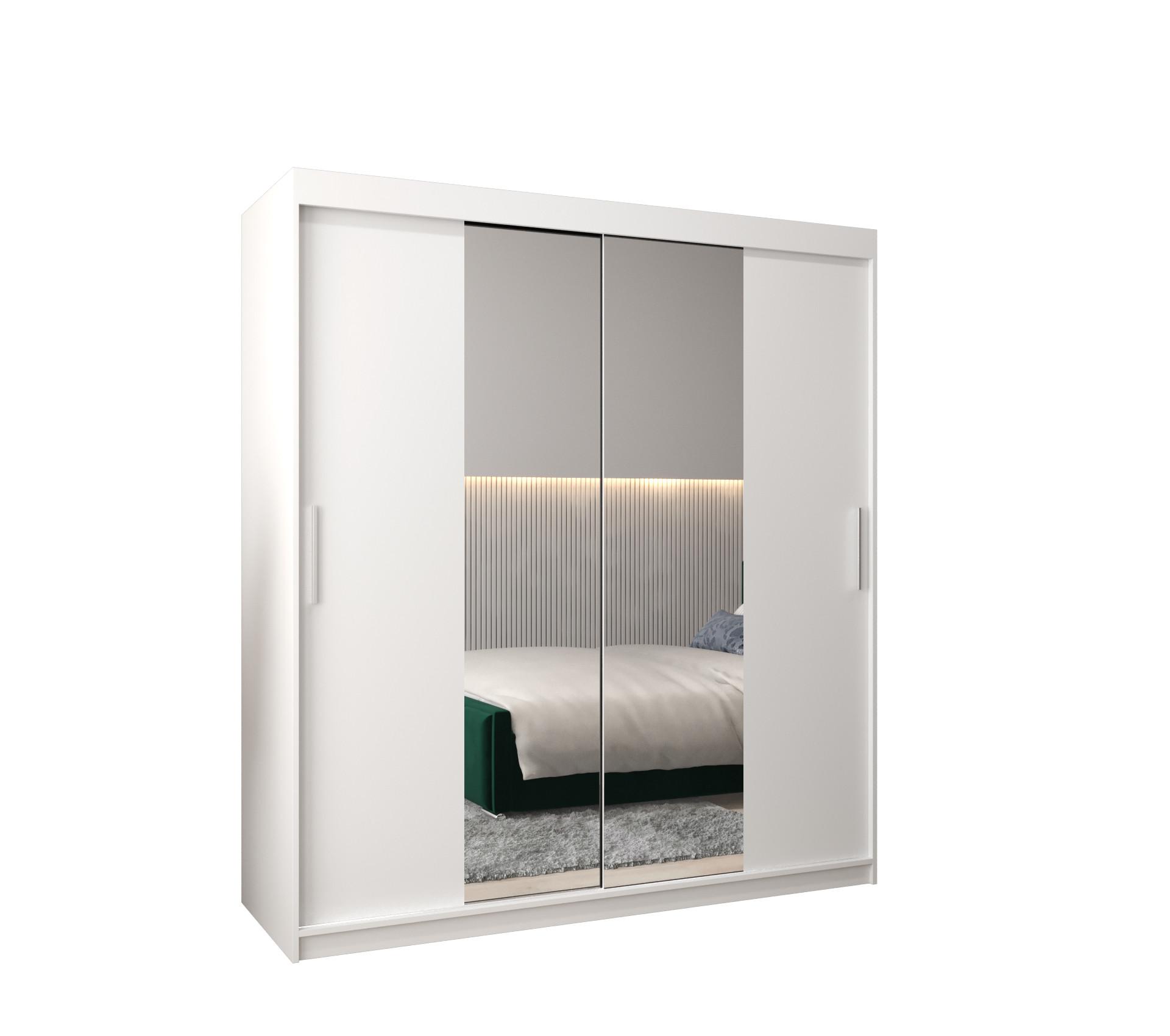SCHIEBETÜRENSCHRANK mit Spiegel TOKYO 1 200/180/62 2-türig - Silberfarben/Weiß, Holz/Kunststoff (180/200/62cm) - MÖBEL KRYSPOL