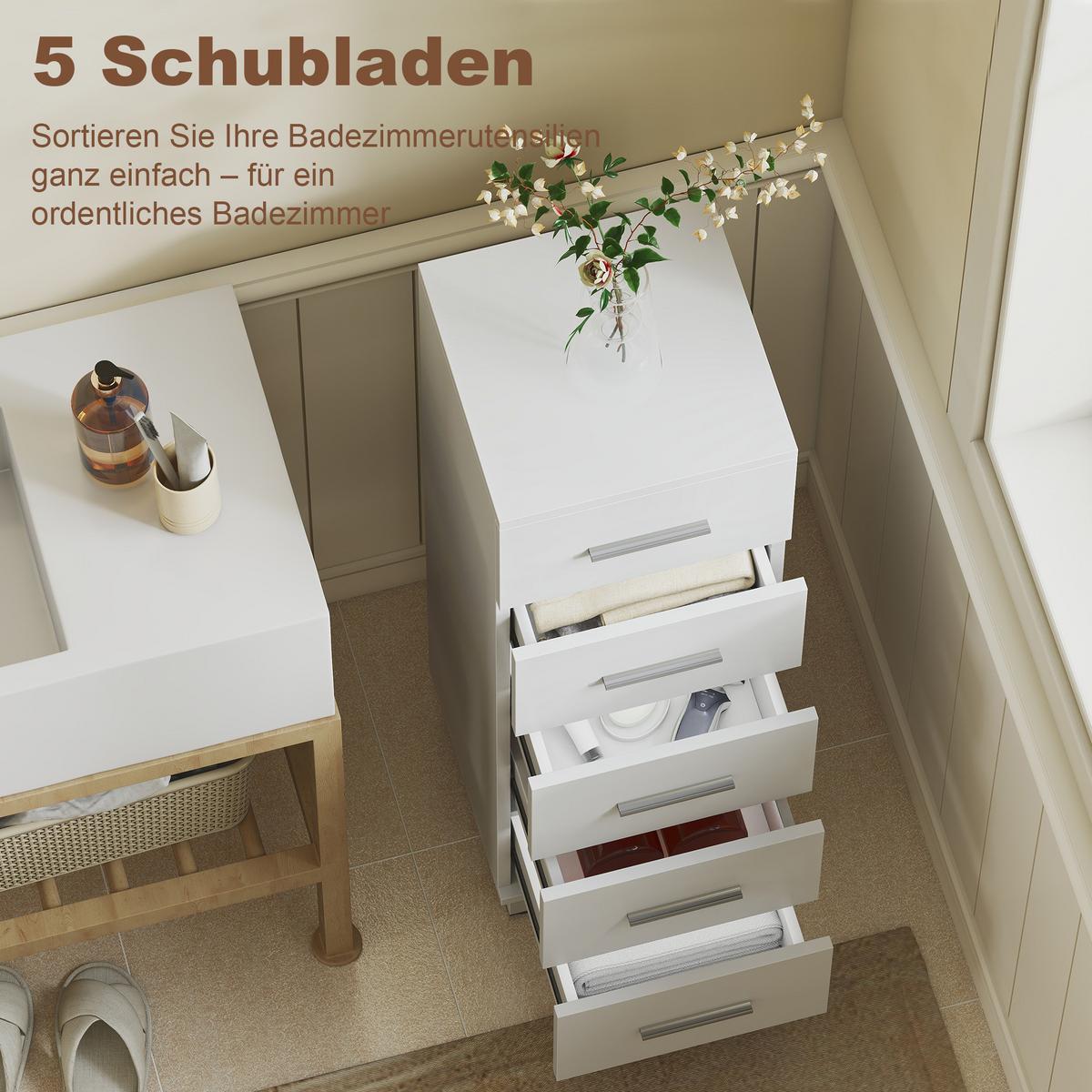 KOMMODE Spanplatte Weiß - Silberfarben/Weiß, Holzwerkstoff/Metall (30/95/30cm) - HOMCOM