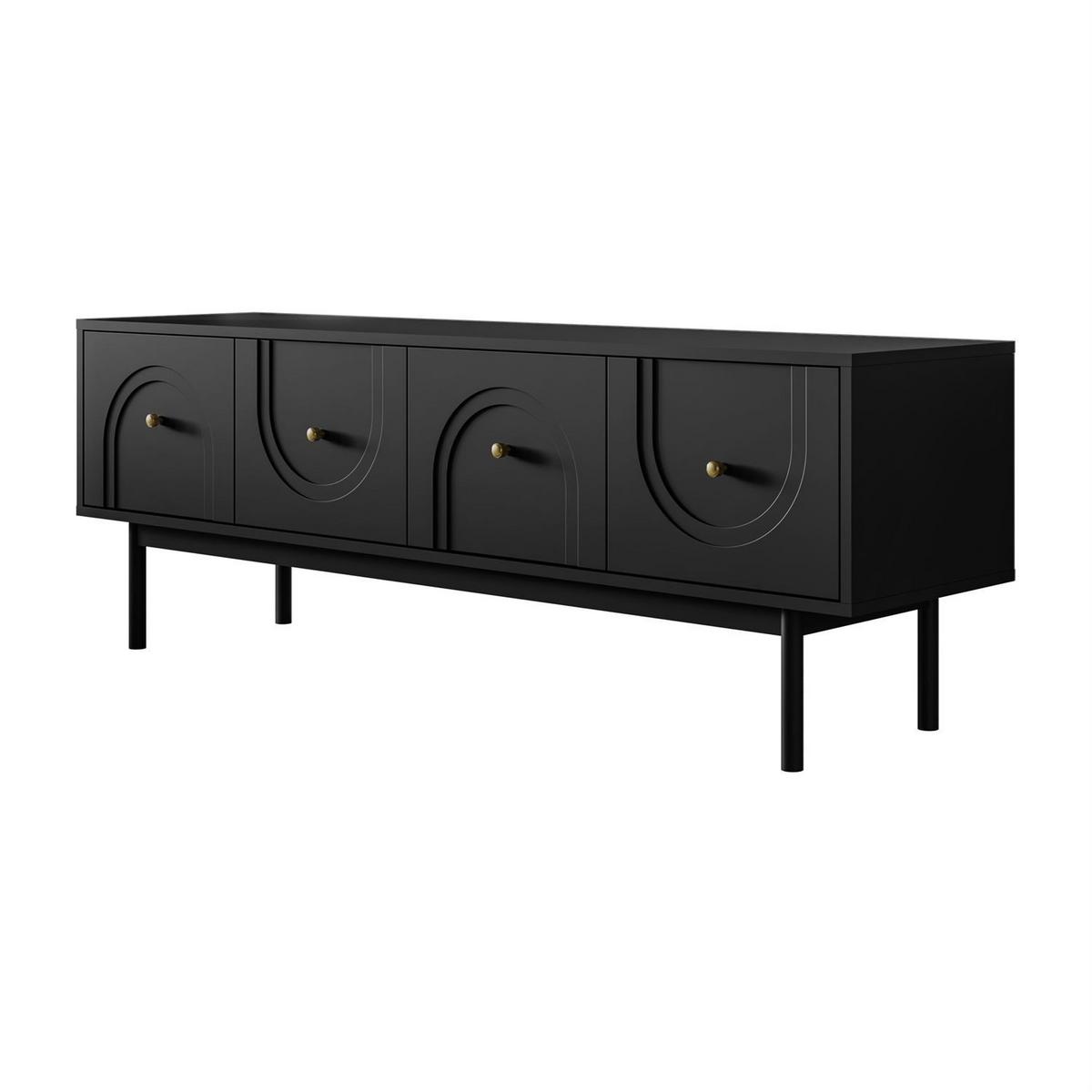 TV-SCHRANK LIBERTY auf Holzbeinen schwarz - Schwarz, Holzwerkstoff (154/53.5/39cm) - Lookway
